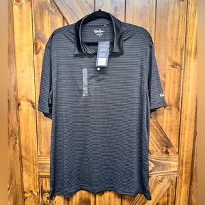 NEW!! Walter Hagen Men's Essential Texture Stripe Golf Polo Shirt, black, XL